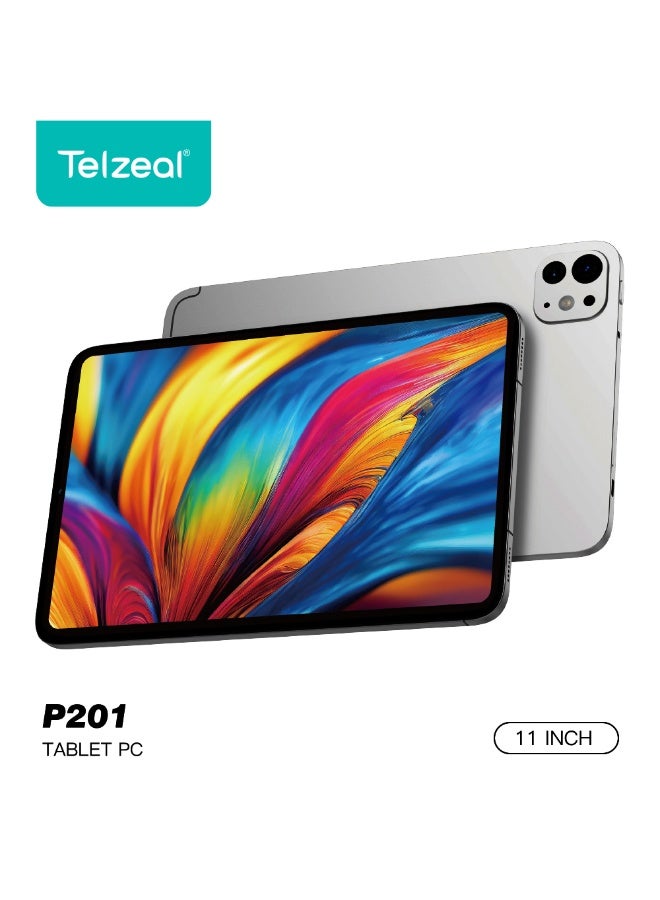 Telzeal P201 11-Inch Android Tablet 12GB RAM 512GB ROM 10000mAh Battery 13MP+8MP Camera With Wireless Keyboard and Mouse Grey
